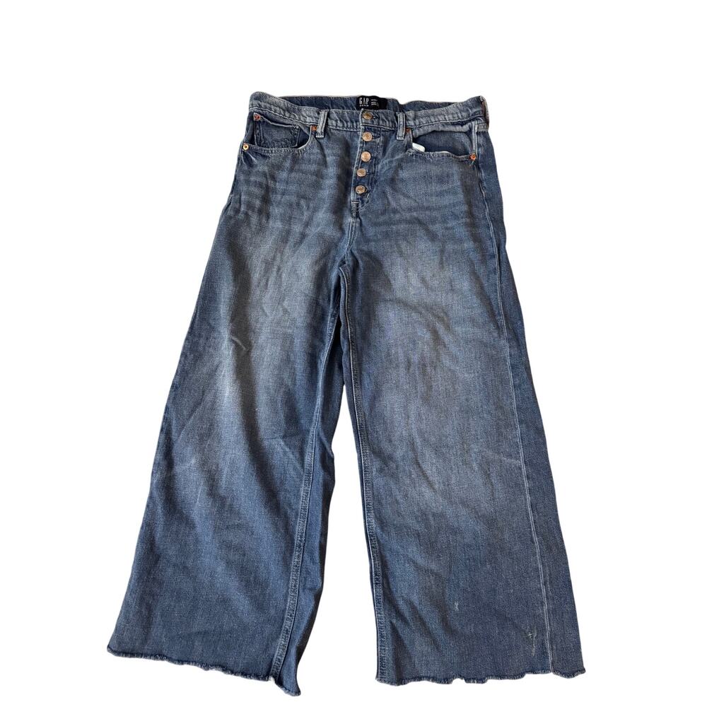 GAP | Medium Rinse High-Rise Cropped Wide Leg Jeans | Size 14